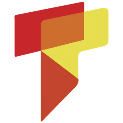 A glittering, brightly colored logo
