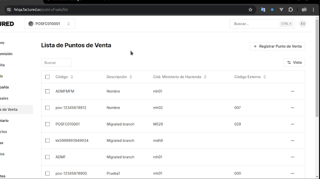 Eliminar Punto de Venta sale point