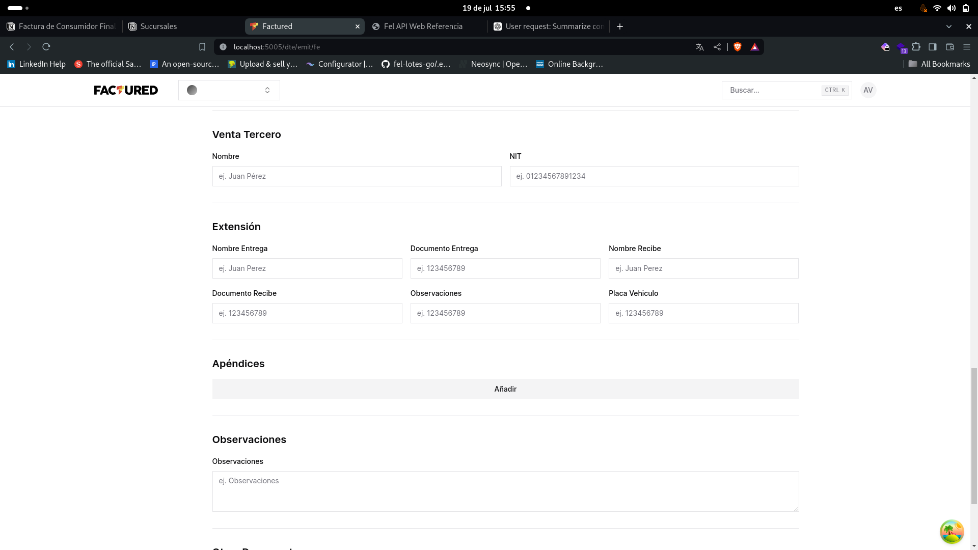 Pantalla Extensión Extensión