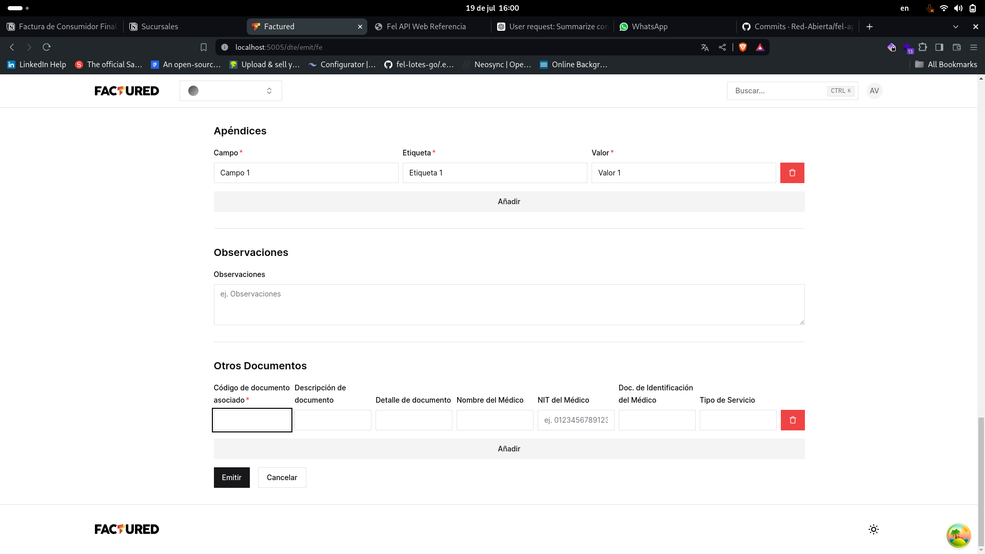 Pantalla Otros Documentos Otros Documentos